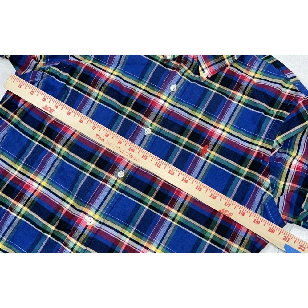 Polo‎ Ralph Lauren Multi Colored Plaid Flannel Meds Medium Long Sleeve Button Up